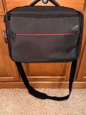 Lenovo Black Laptop Messenger Bag with Red Trim